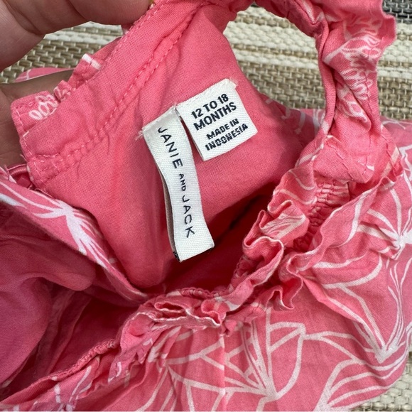 Janie and Jack Pink Floral Tropical Print Sleeveless Jumpsuit Lined Size 12-18M - Picture 8 of 10